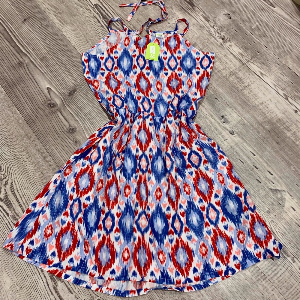 Red, White, & Blue Ikat Dress for Girl